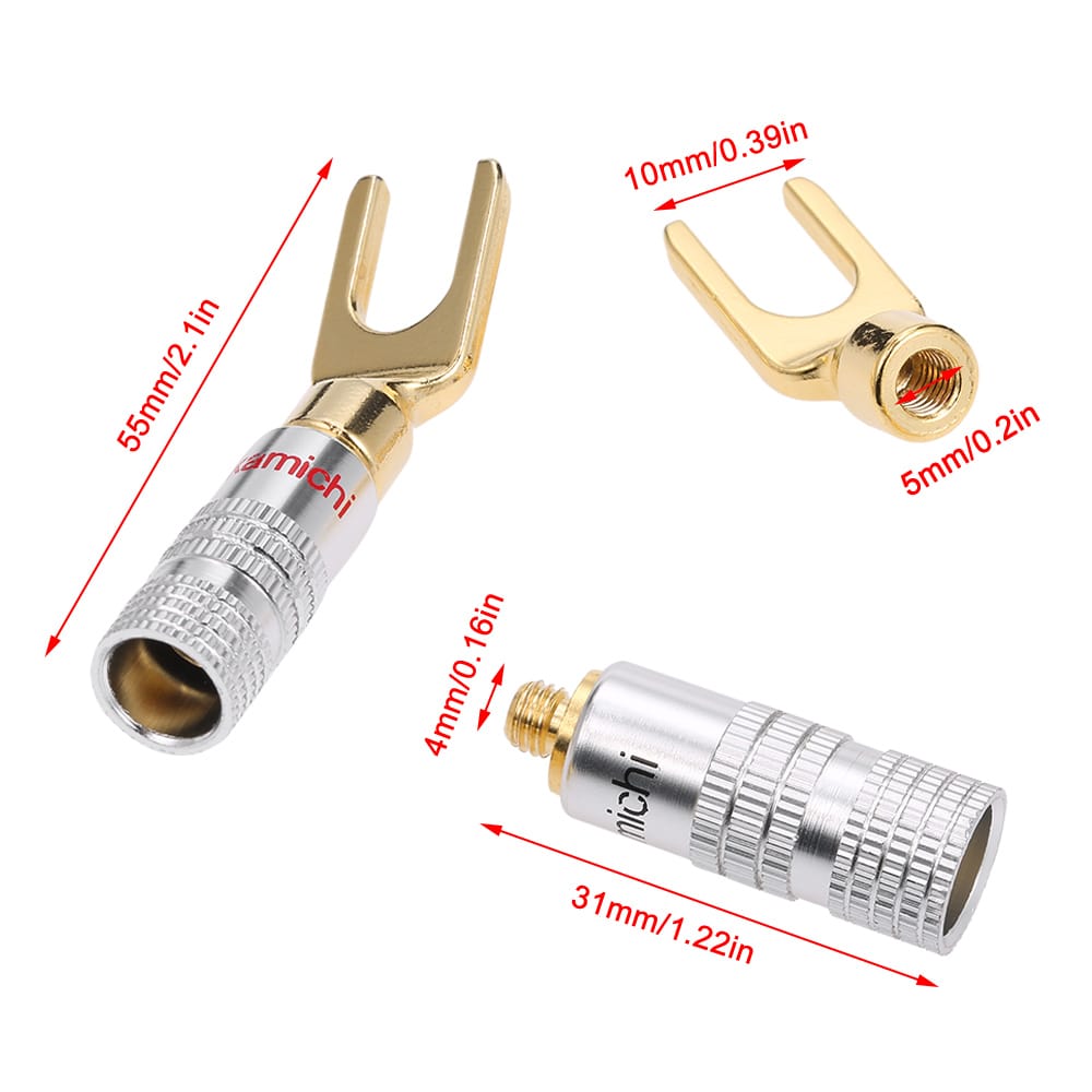 Y Spade Speaker Plugs Wire Connector Audio Loudspeaker - 1 pair