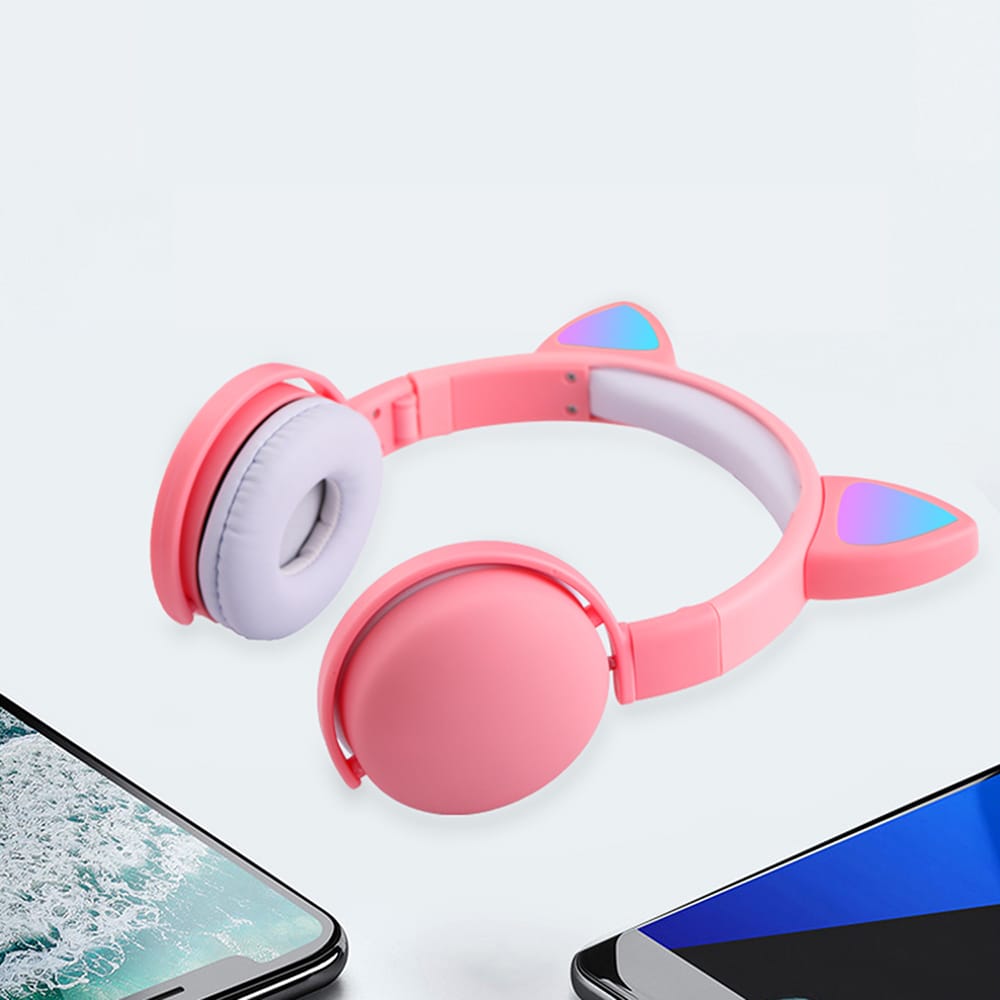 LED Cat Ear Headphones RGB Color Bluetooth 5.0 Headsets