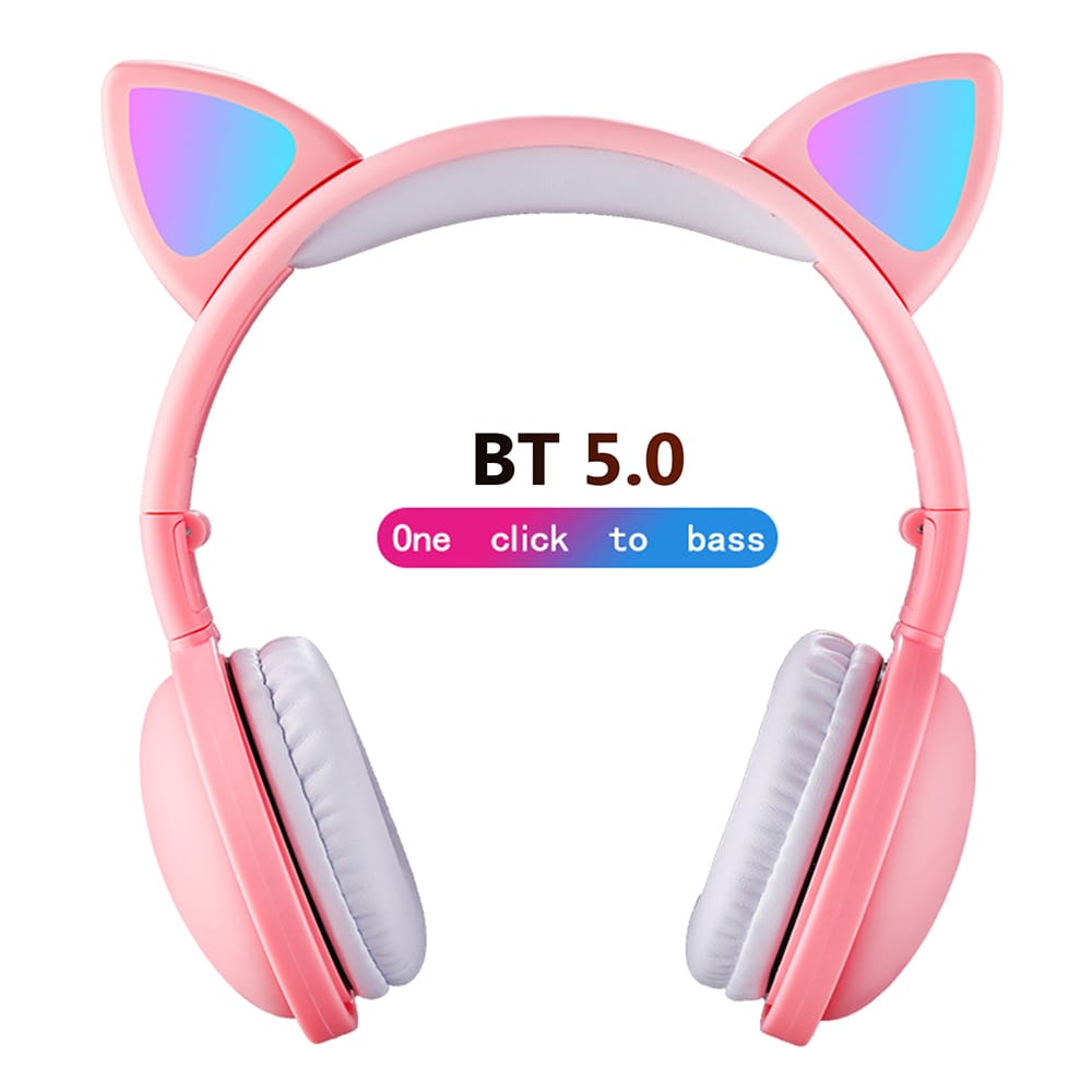 LED Cat Ear Headphones RGB Color Bluetooth 5.0 Headsets