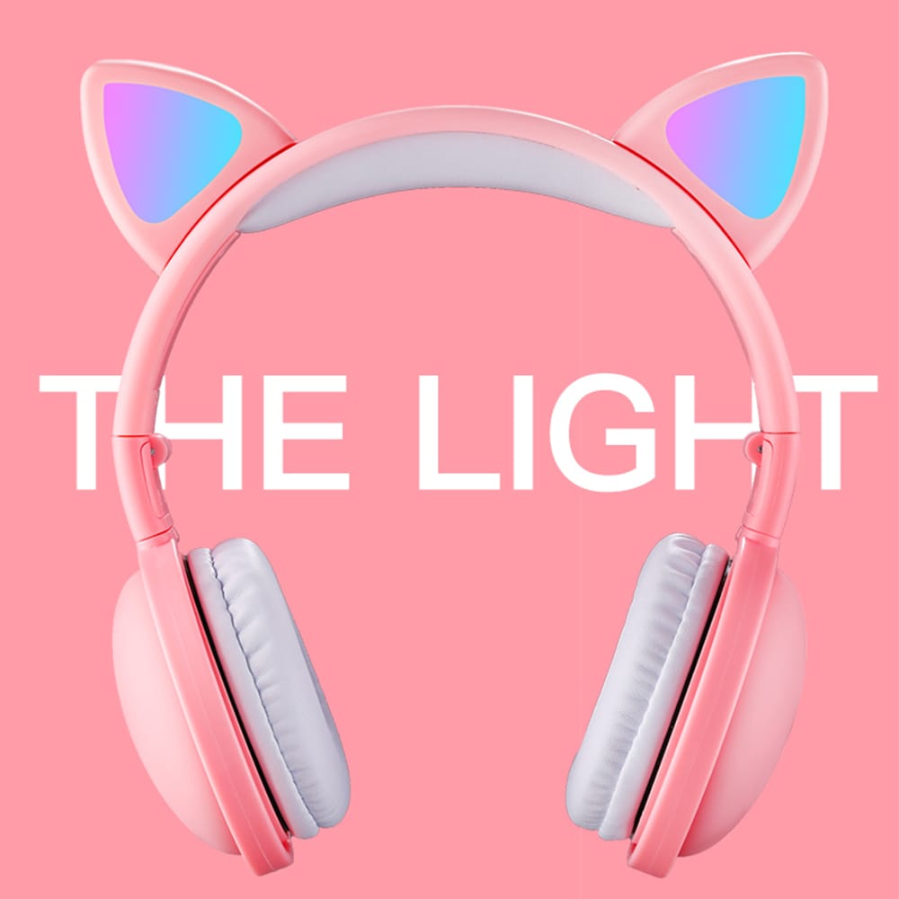 LED Cat Ear Headphones RGB Color Bluetooth 5.0 Headsets