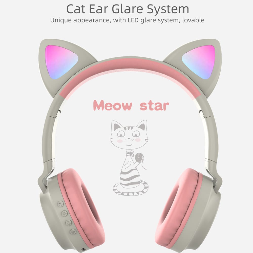 ZW-028 Wireless Bluetooth Headset Glowing Cat Ear Earphones