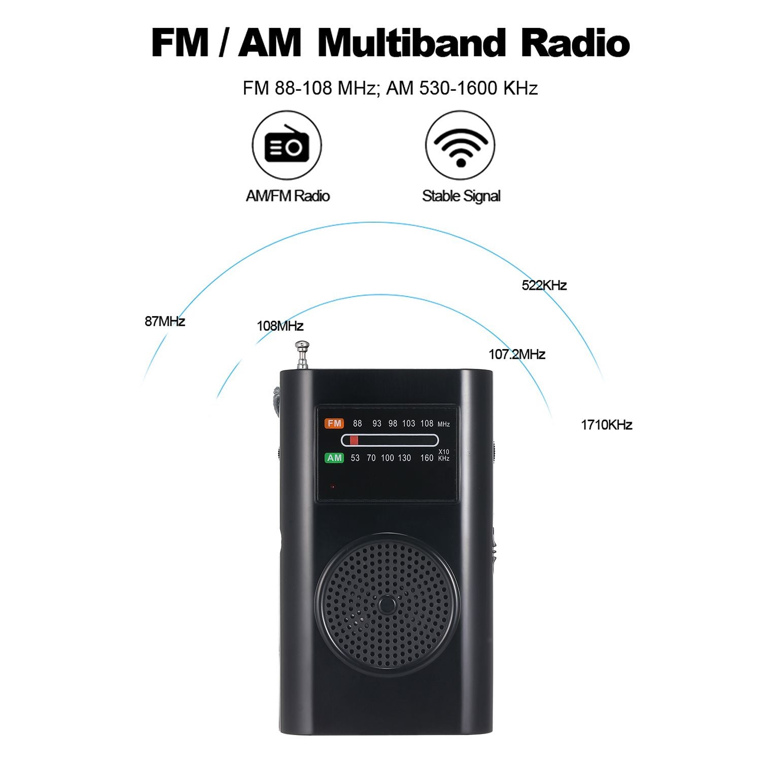 RD-206 Mini AM FM Radio 2 Band Radio Receiver Portable