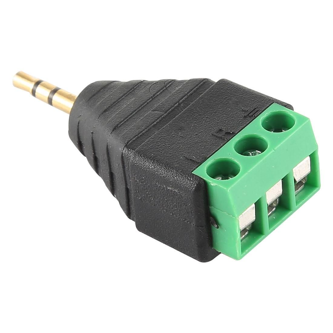 2.5mm Male Plug 3 Pole 3 Pin Terminal Block Stereo Audio Connector