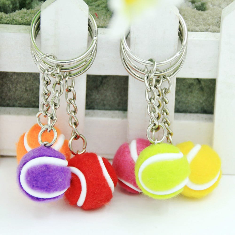 Mini Tennis Ball Key Chain Key Ring Decoration Accessory - 2cm