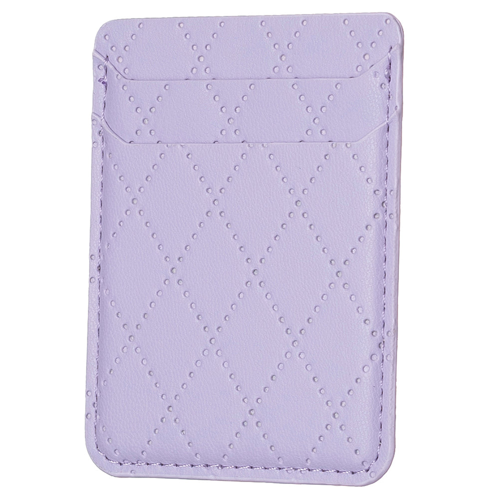 BFK11 Rhombus Design PU Leather Bank Card Bag Self-adhesive Phone Back Card Holder - Purple