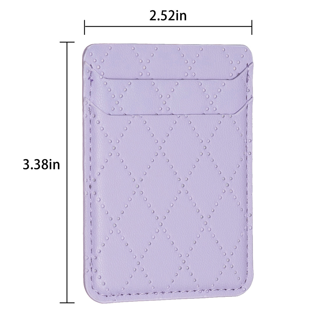 BFK11 Rhombus Design PU Leather Bank Card Bag Self-adhesive Phone Back Card Holder - Purple