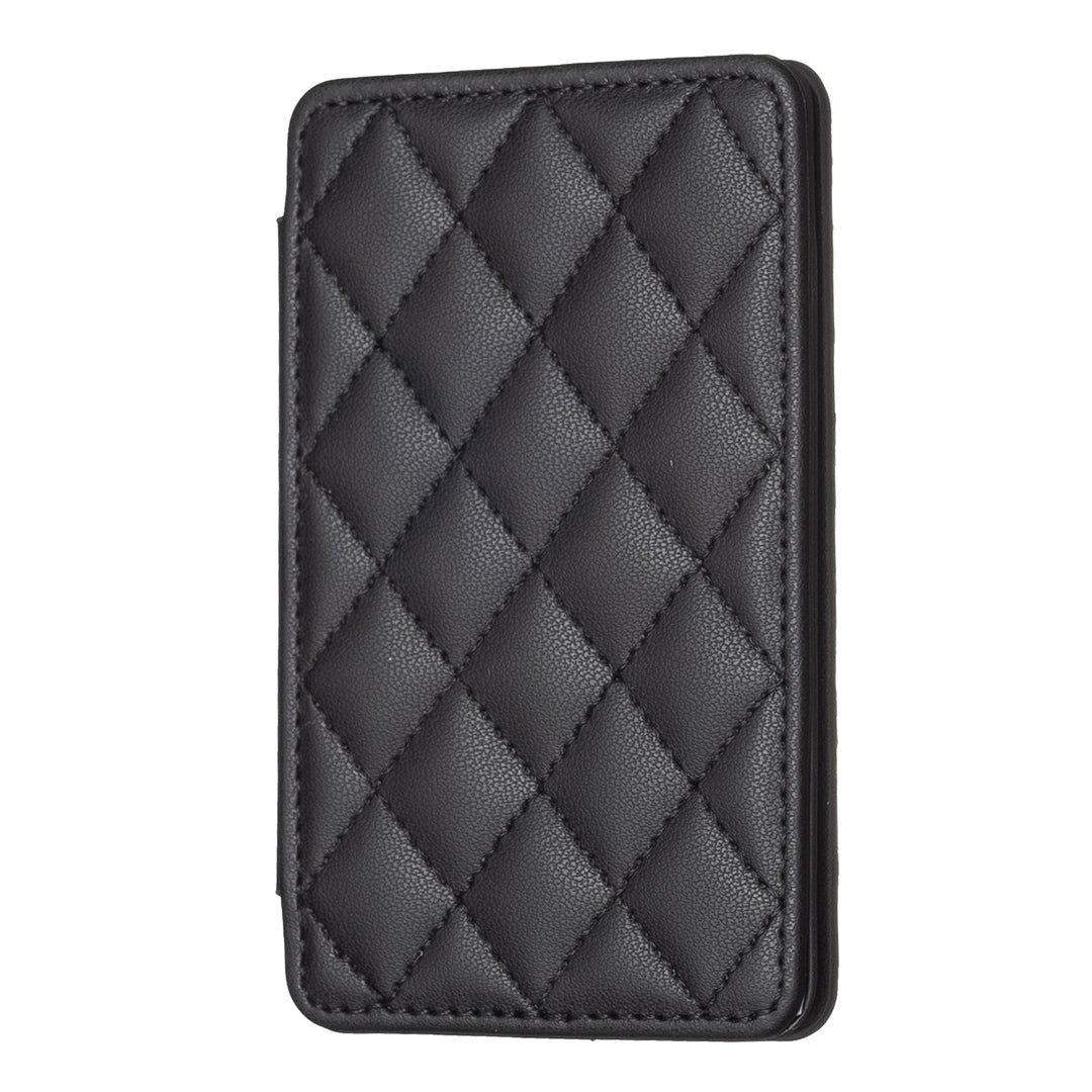 BFK05 3D Rhombus Design Self-adhesive Phone Back Card Holder PU Leather Card Bag - Black