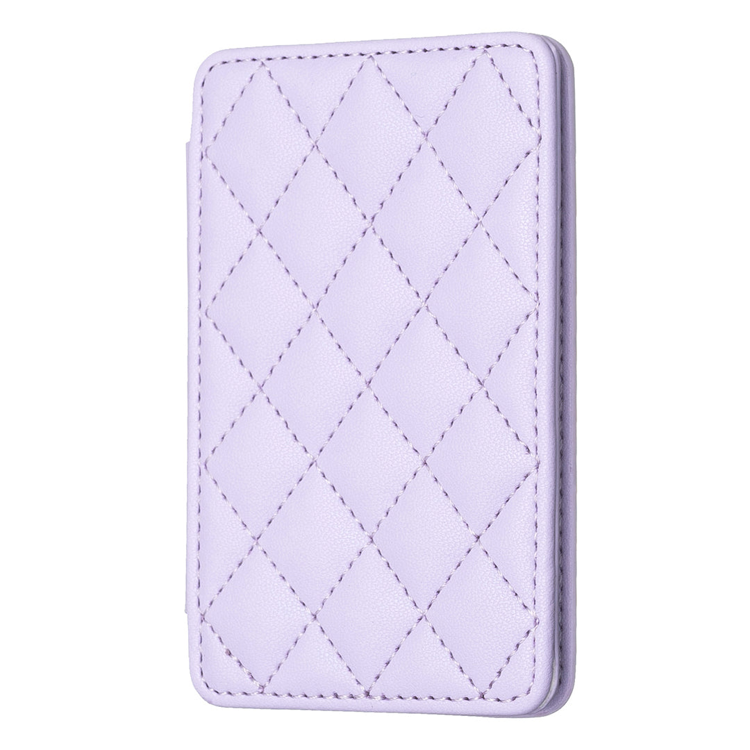 BFK05 3D Rhombus Design Self-adhesive Phone Back Card Holder PU Leather Card Bag - Purple