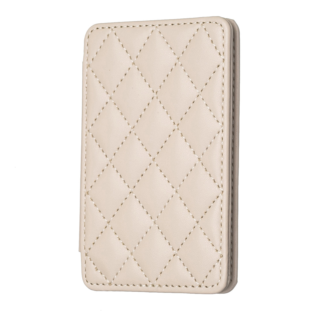 BFK05 3D Rhombus Design Self-adhesive Phone Back Card Holder PU Leather Card Bag - Beige