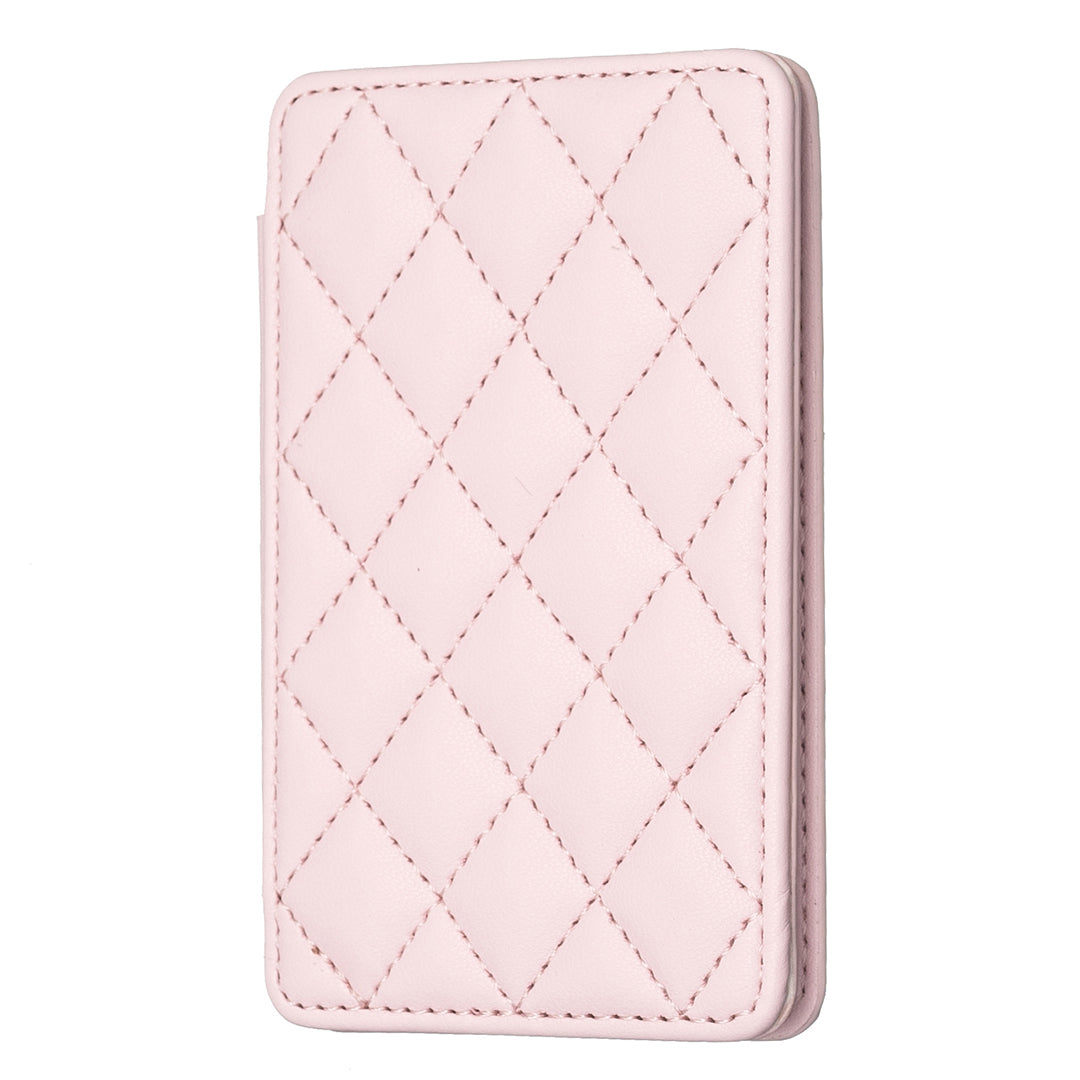 BFK05 3D Rhombus Design Self-adhesive Phone Back Card Holder PU Leather Card Bag - Pink