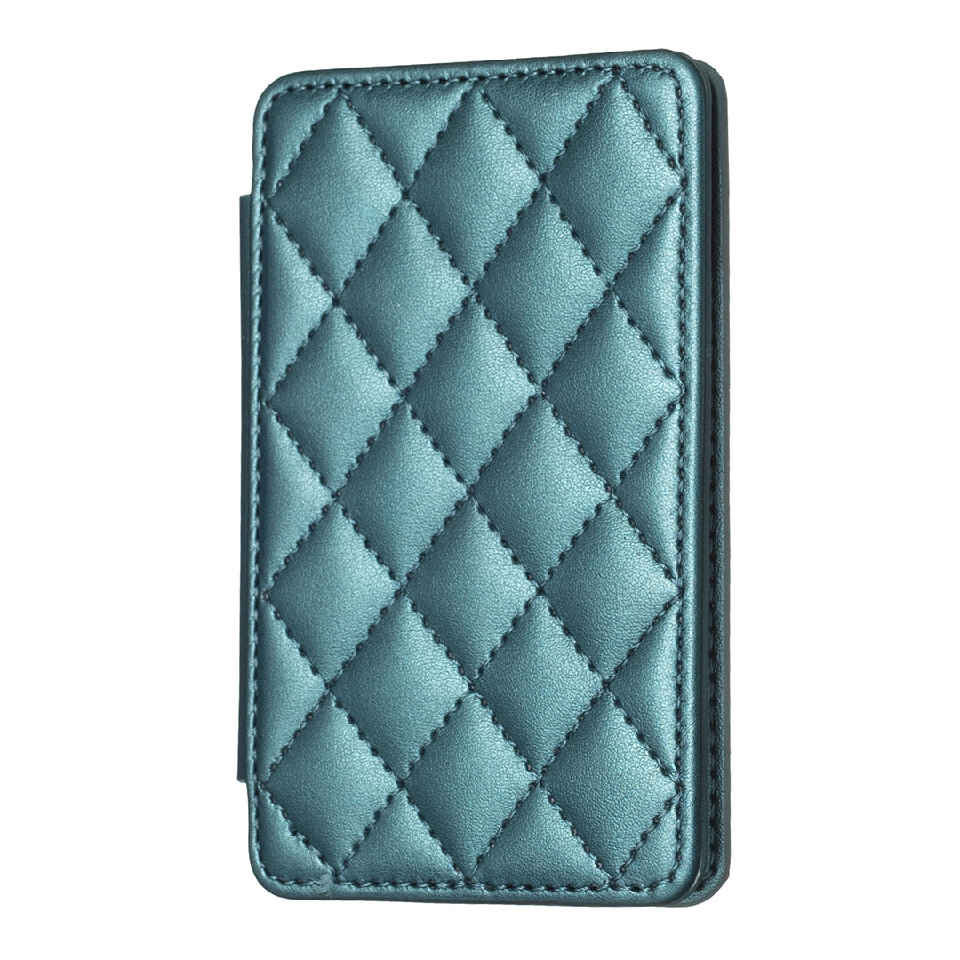 BFK05 3D Rhombus Design Self-adhesive Phone Back Card Holder PU Leather Card Bag - Green