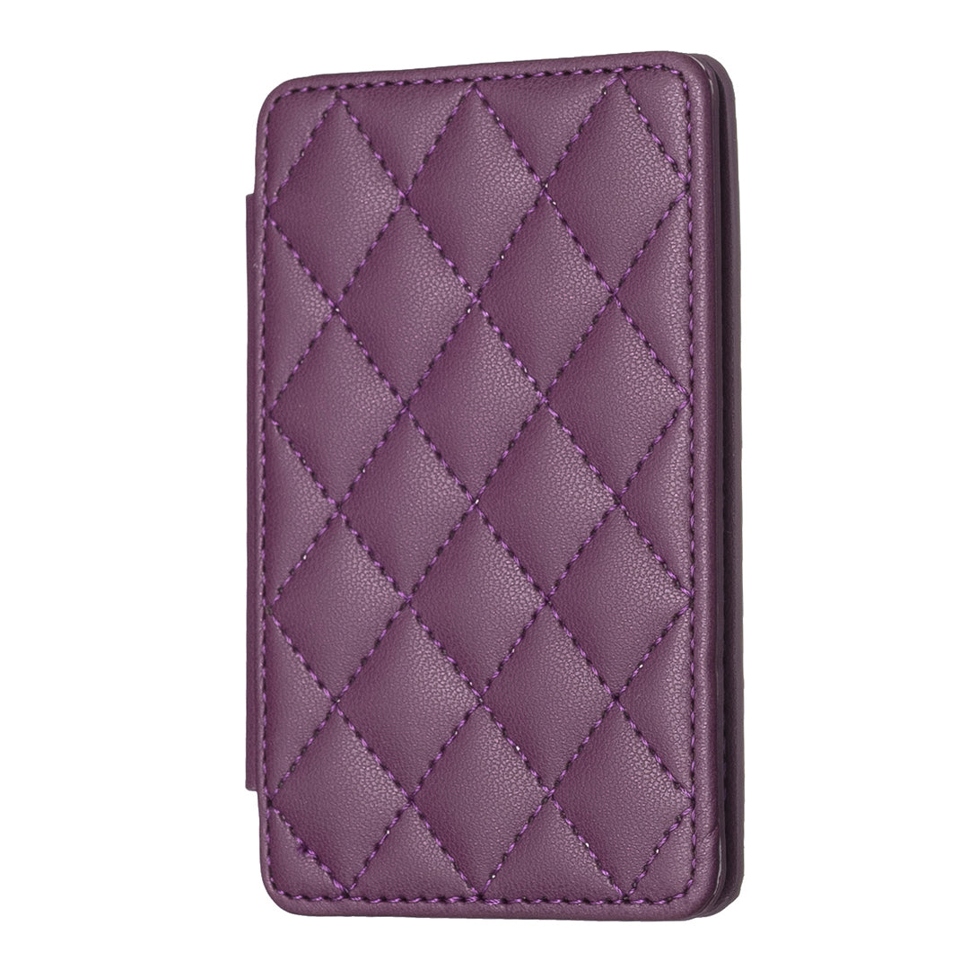 BFK05 3D Rhombus Design Self-adhesive Phone Back Card Holder PU Leather Card Bag - Dark Purple