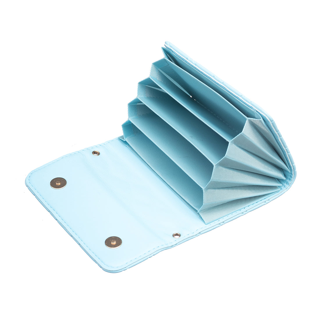 BFK10 Large Capacity Self-adhesive Phone Back Card Holder Horizontal Organ Type PU Leather Card Bag - Blue