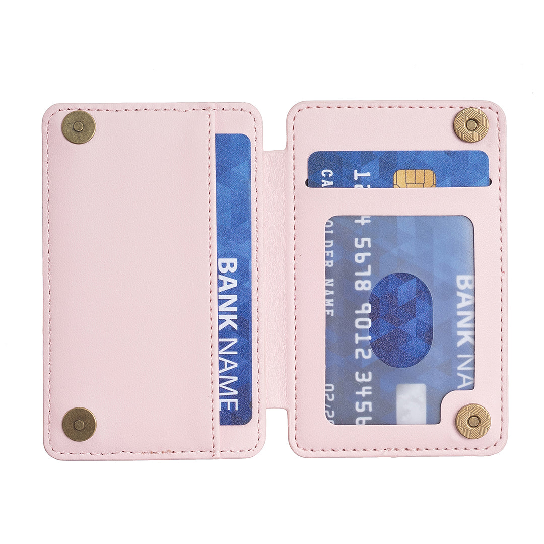 BFK01 3D Grid Design Phone Back Card Holder Self-adhesive PU Leather Card Bag - Pink
