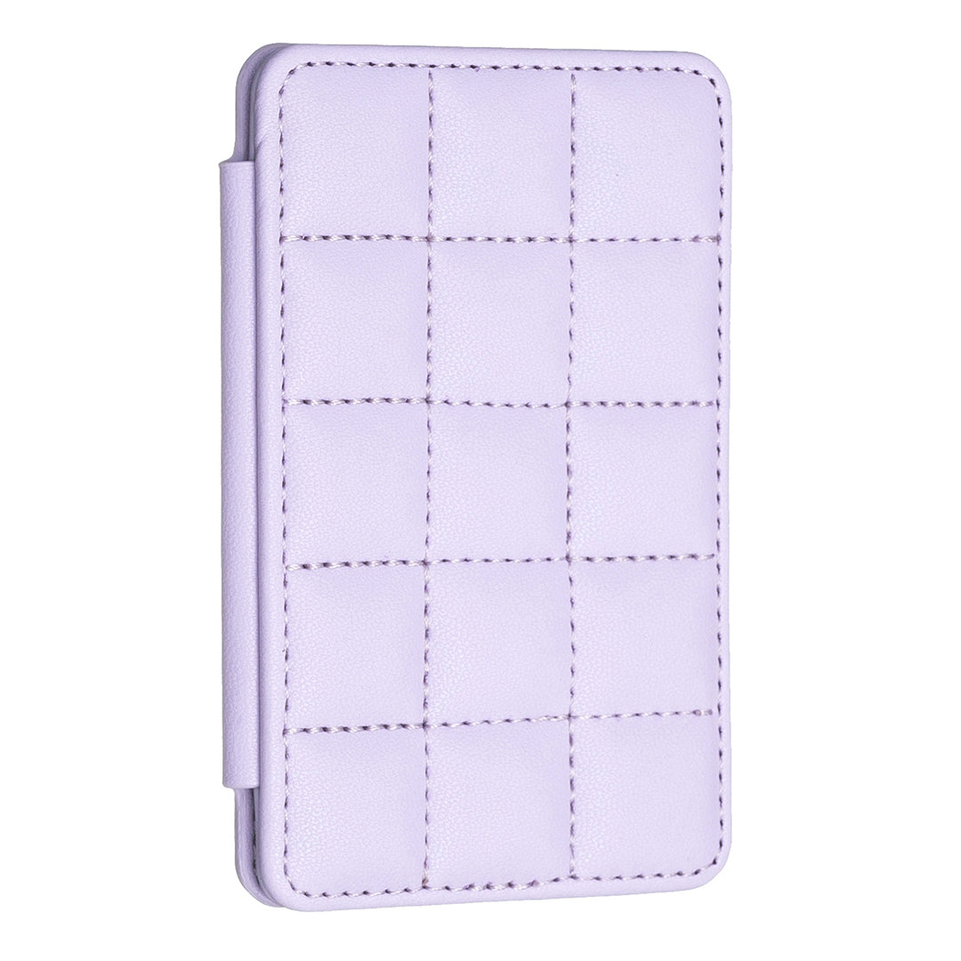 BFK01 3D Grid Design Phone Back Card Holder Self-adhesive PU Leather Card Bag - Purple