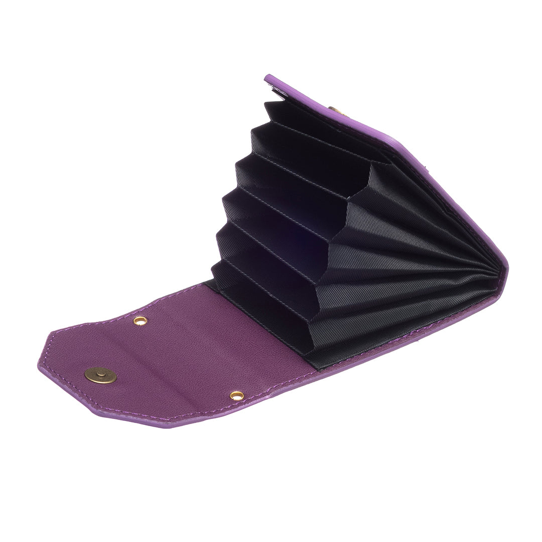 BFK04 Phone Card Holder Stick-on Card Sleeve Pocket Ring Kickstand Leather Pouch for Back of Phone - Dark Purple