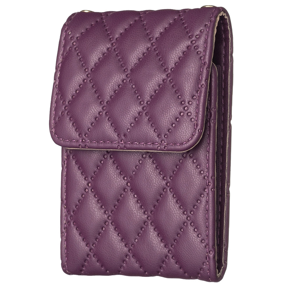 BFK08 Cell Phone Card Holder for Back of Phone Case Imprinted Leather Card Pouch Sleeve Adhesive Sticker - Dark Purple