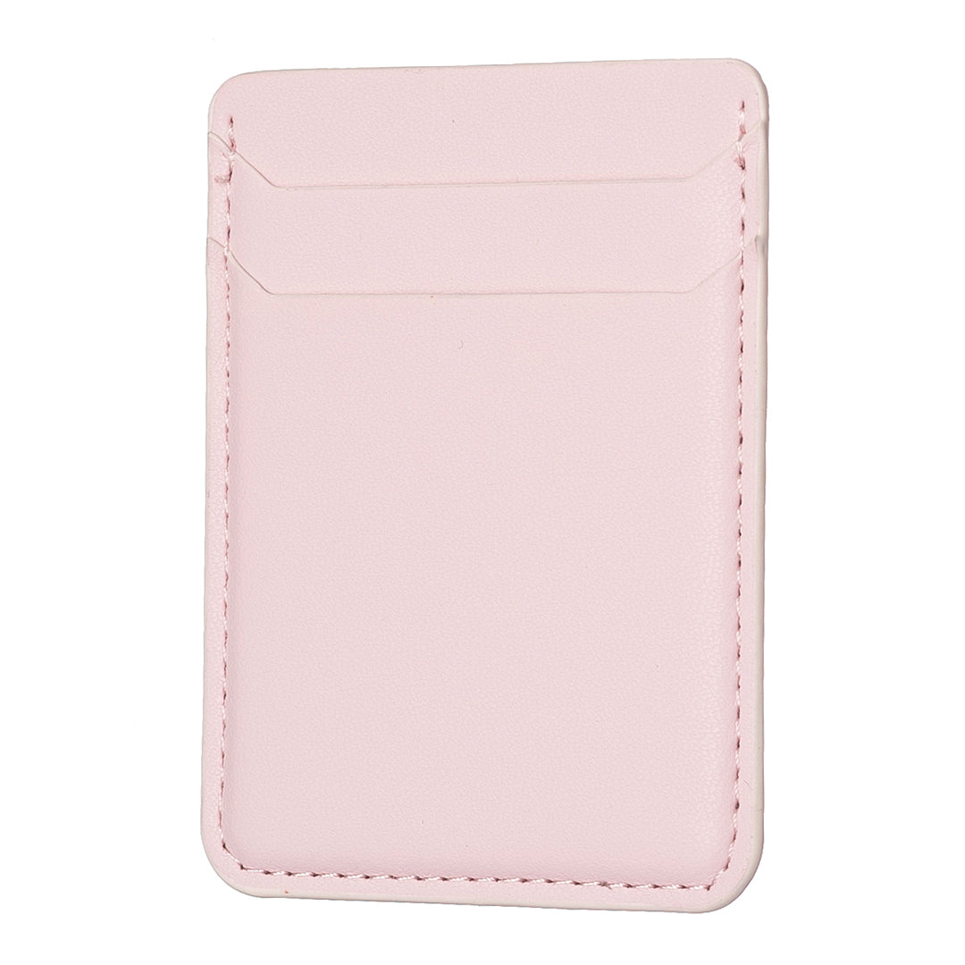 BFK12 Card Holder for Back of Phone Stick-on Credit Card Sleeve Pocket Litchi Leather Phone Pouch - Pink
