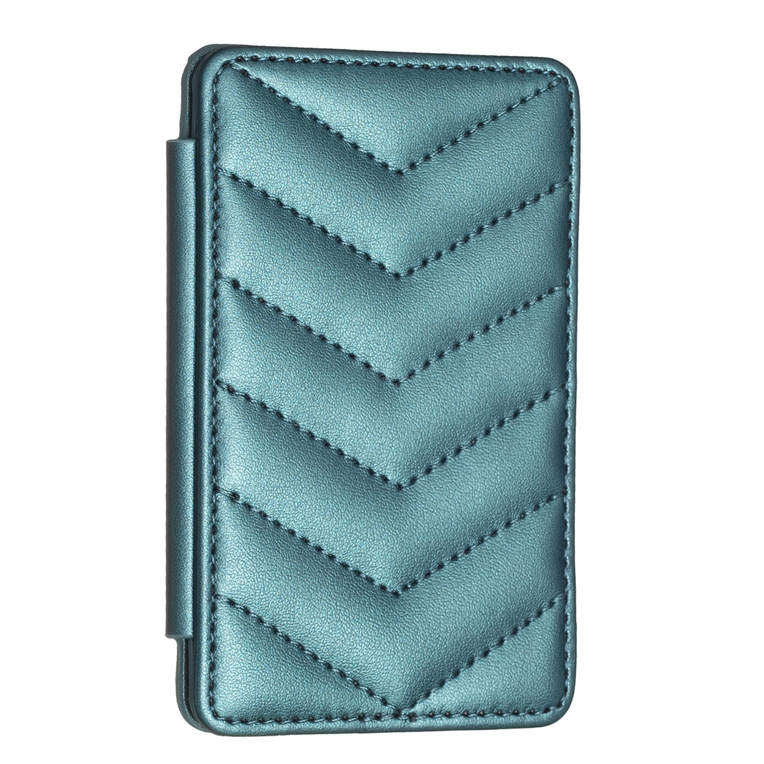 BFK02 Phone Card Holder Leather ID Case Sticker 3D Wave Pattern Pocket Pouch for Phone Case - Green