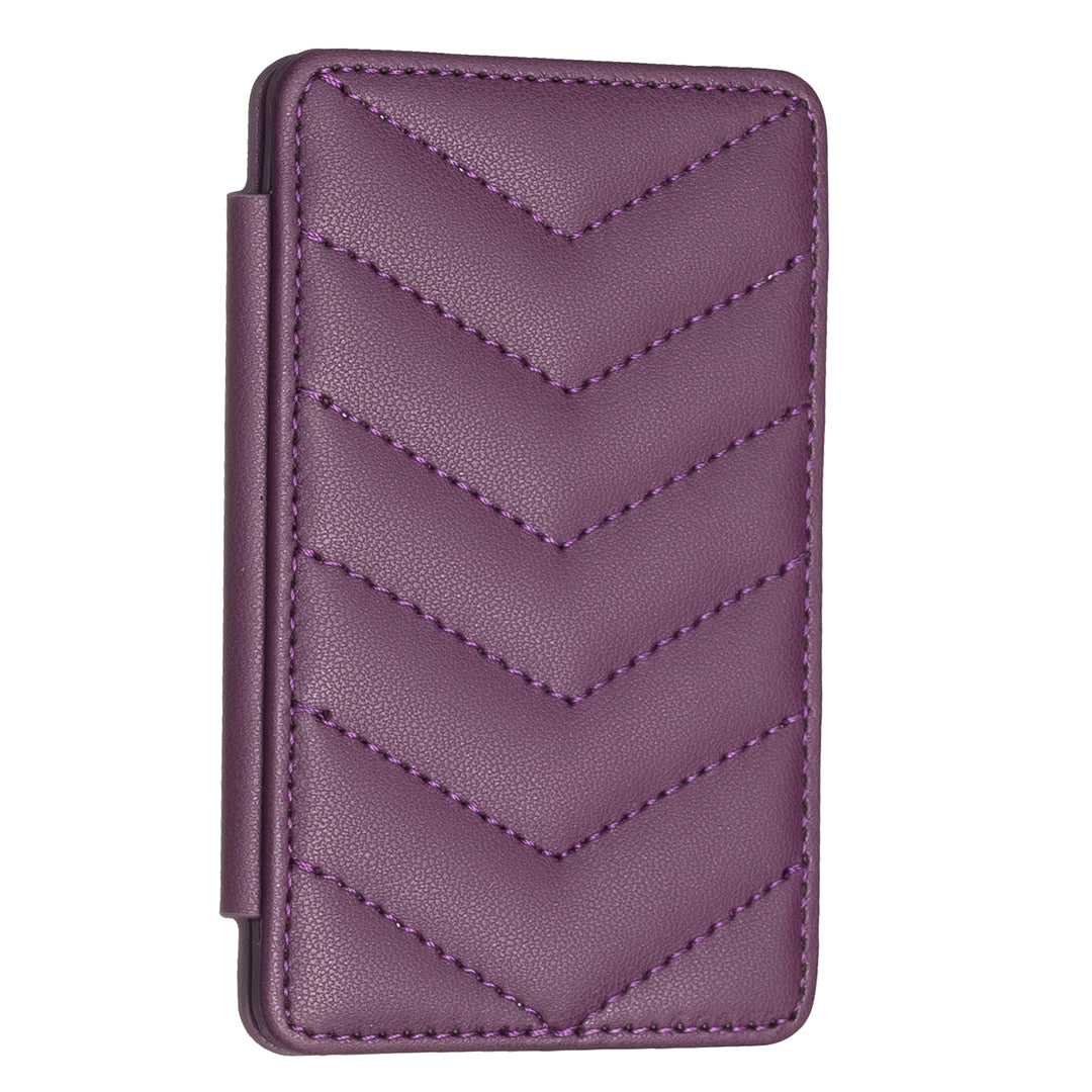 BFK02 Phone Card Holder Leather ID Case Sticker 3D Wave Pattern Pocket Pouch for Phone Case - Dark Purple