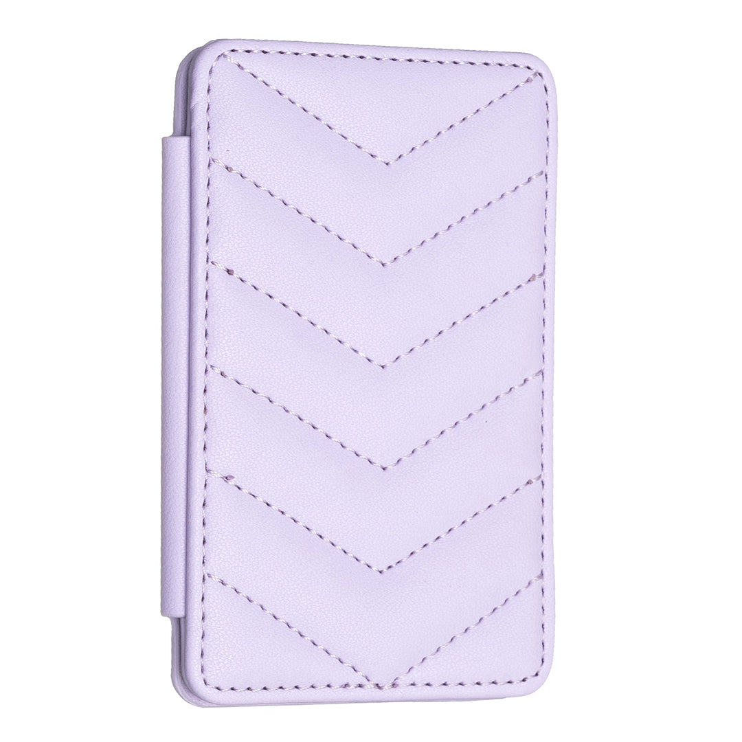 BFK02 Phone Card Holder Leather ID Case Sticker 3D Wave Pattern Pocket Pouch for Phone Case - Purple