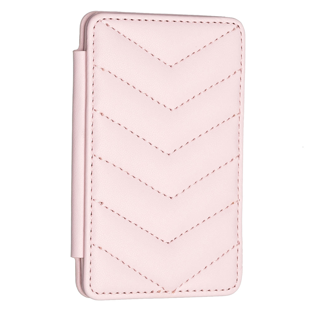BFK02 Phone Card Holder Leather ID Case Sticker 3D Wave Pattern Pocket Pouch for Phone Case - Pink