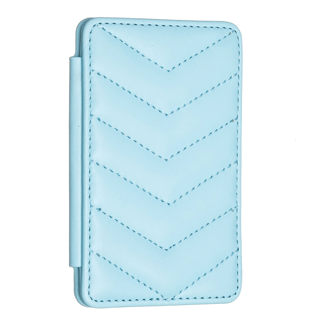 BFK02 Phone Card Holder Leather ID Case Sticker 3D Wave Pattern Pocket Pouch for Phone Case - Blue