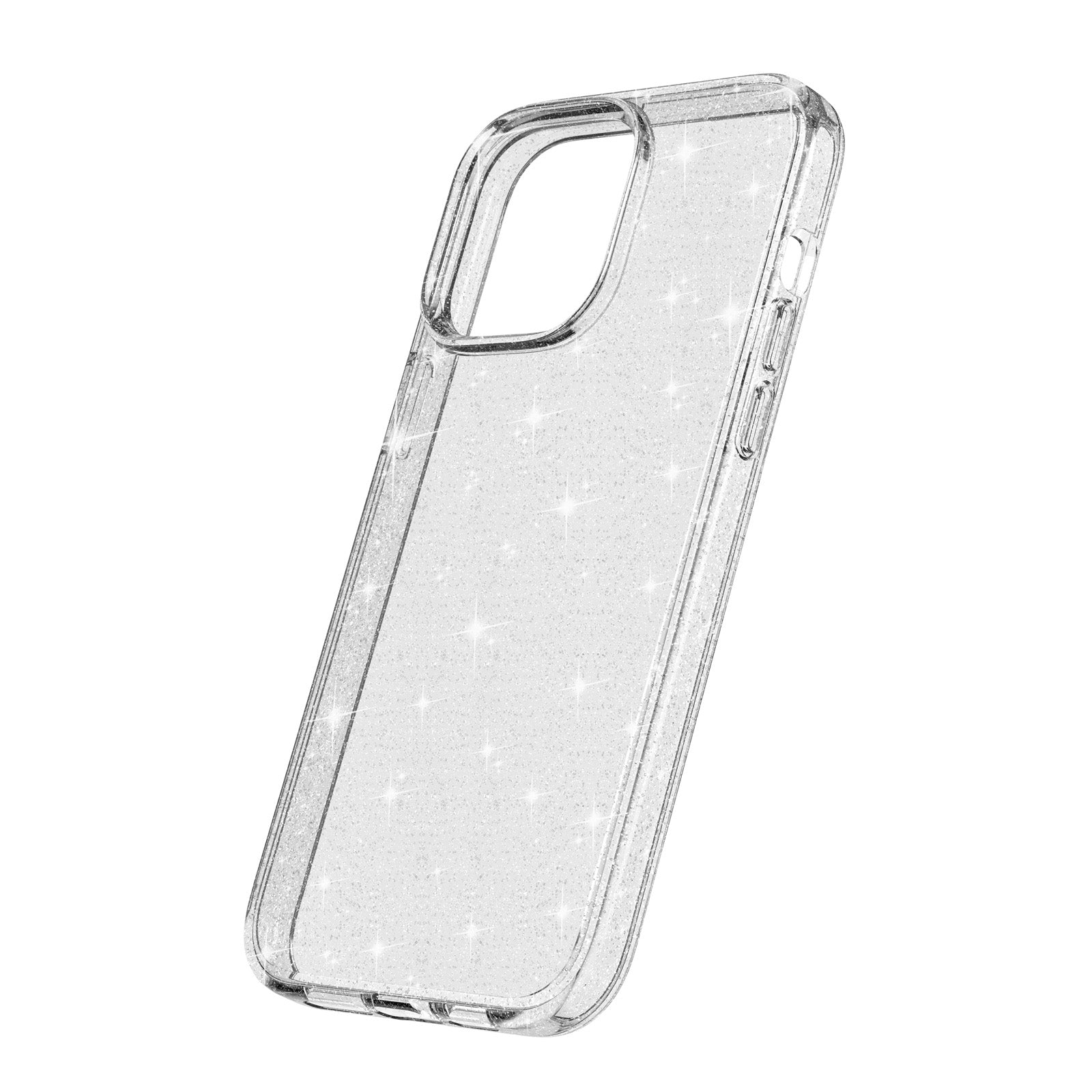 Uniqkart for iPhone 15 Pro Sparkly Glitter Anti-Scratch Case Hard PC + Soft TPU Phone Cover - White