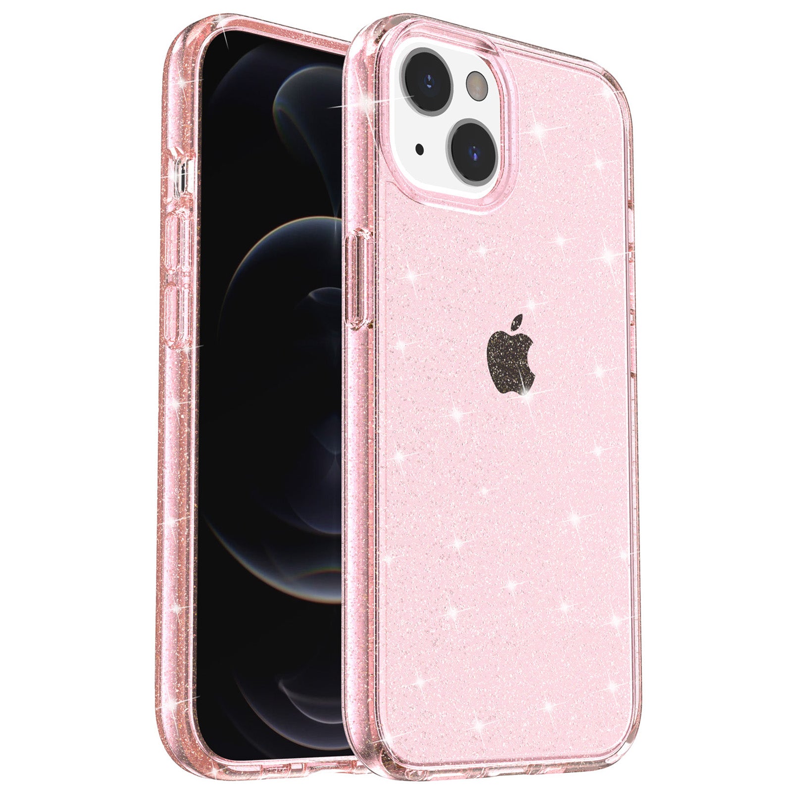Uniqkart for iPhone 15 Plus Sparkly Glitter Protective Case Shockproof Hard PC + Soft TPU Phone Cover - Pink