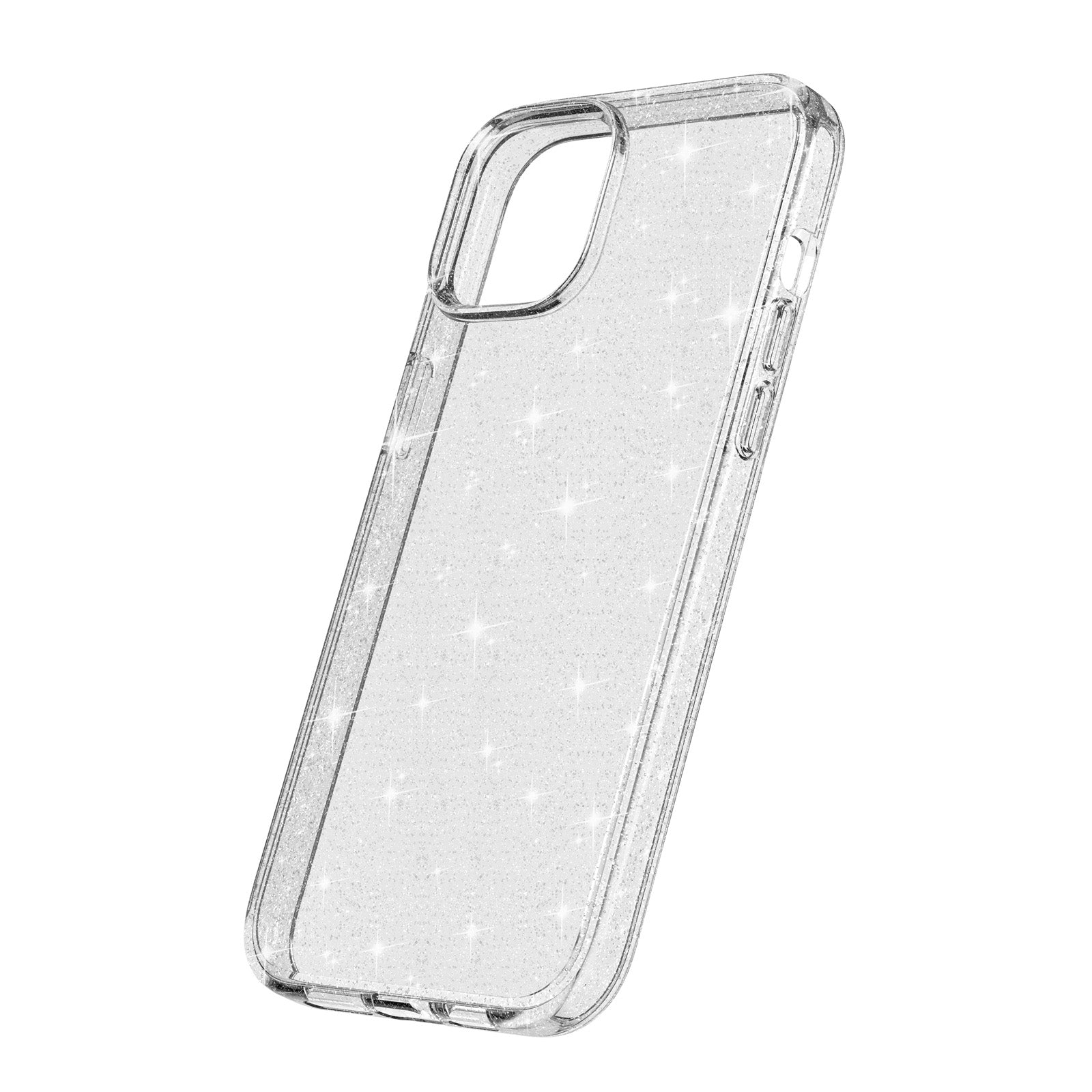 Uniqkart for iPhone 15 Plus Sparkly Glitter Protective Case Shockproof Hard PC + Soft TPU Phone Cover - White