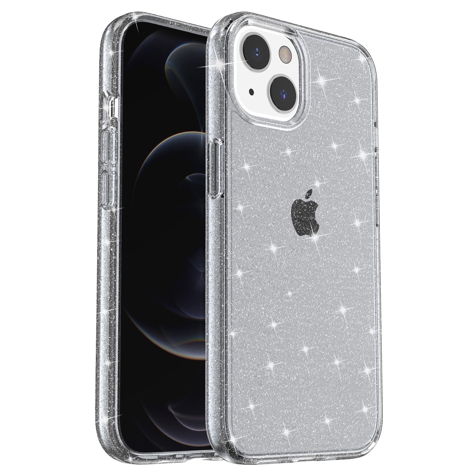 Uniqkart for iPhone 15 Plus Sparkly Glitter Protective Case Shockproof Hard PC + Soft TPU Phone Cover - Grey