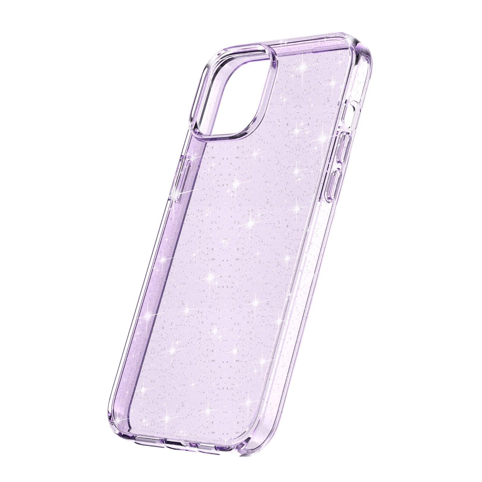 Uniqkart for iPhone 15 Plus Sparkly Glitter Protective Case Shockproof Hard PC + Soft TPU Phone Cover - Purple