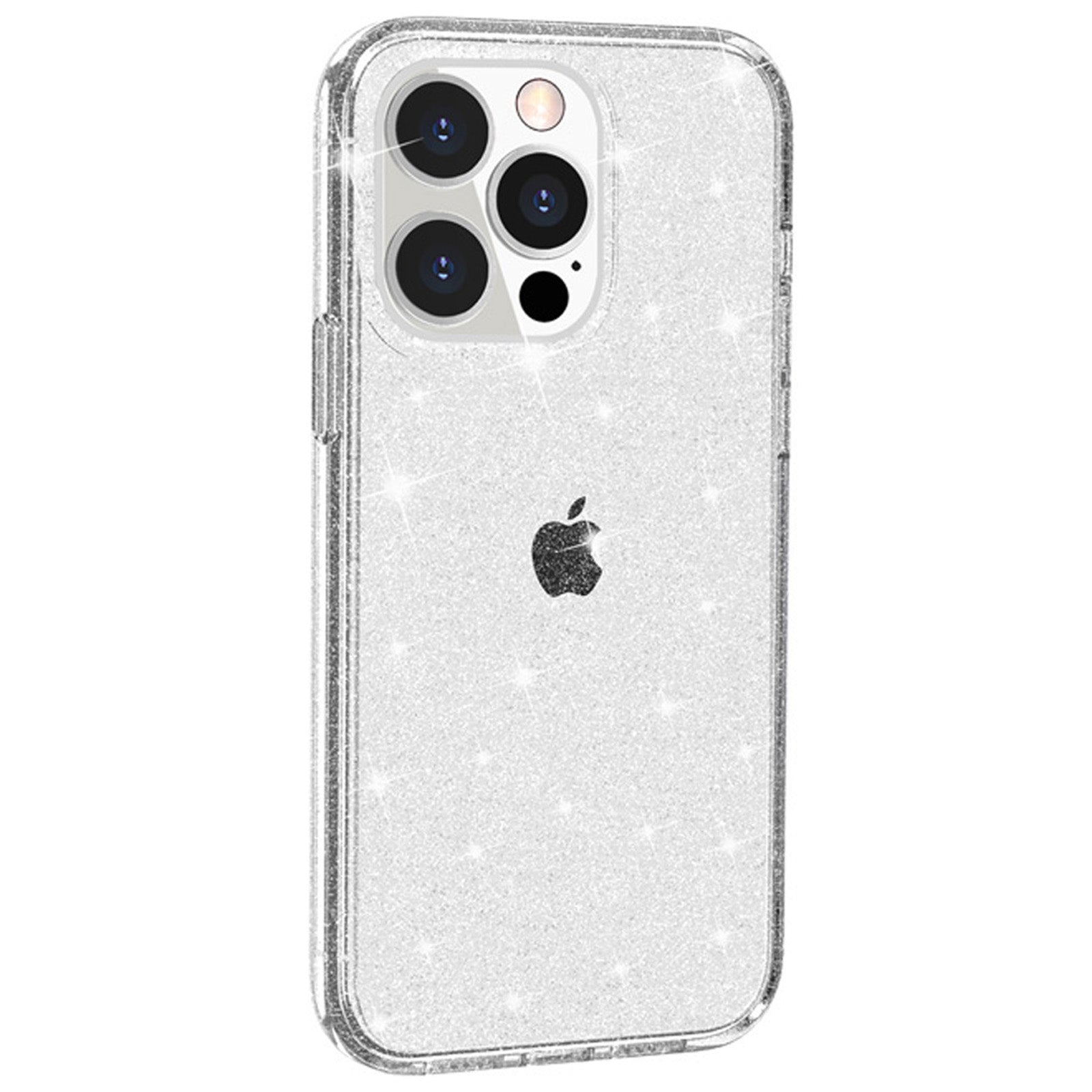 Uniqkart for iPhone 15 Pro Max Sparkly Glitter Protective Case Hard PC + Soft TPU Anti-scratch Phone Cover - White