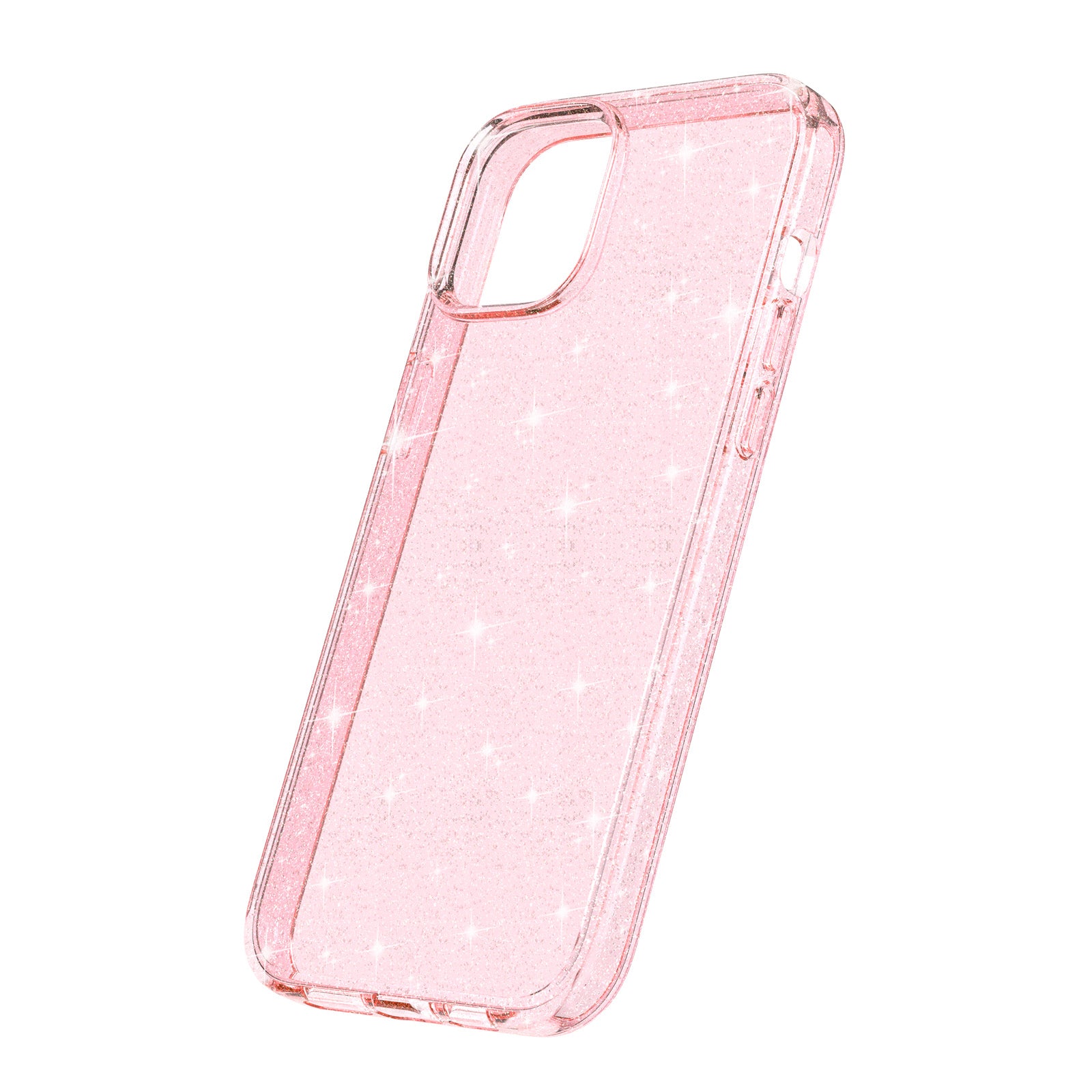 Uniqkart for iPhone 15 Bump Proof Protective Case Sparkly Glitter Hard PC + Soft TPU Phone Cover - Pink