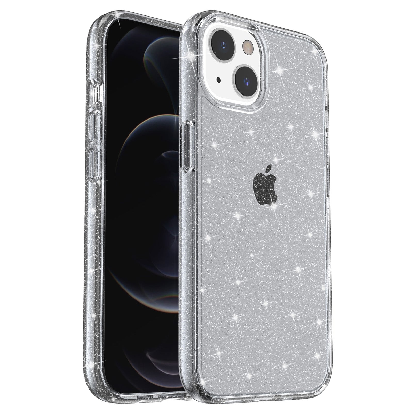 Uniqkart for iPhone 15 Bump Proof Protective Case Sparkly Glitter Hard PC + Soft TPU Phone Cover - Grey