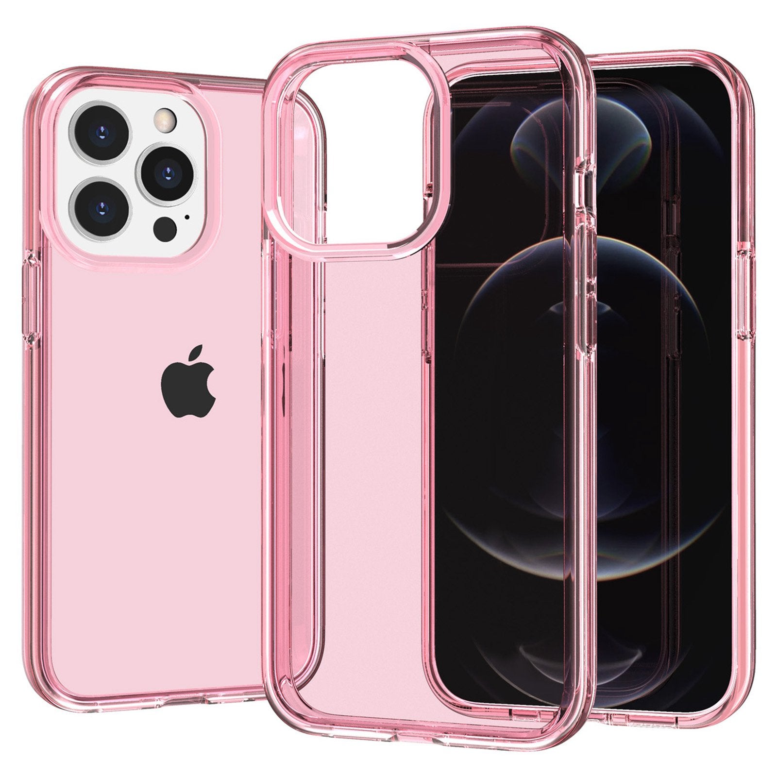 Transparent Phone Case for iPhone 15 Pro Max , Anti-fall Hard PC + Soft TPU Case Hybrid Cover - Transparent Pink