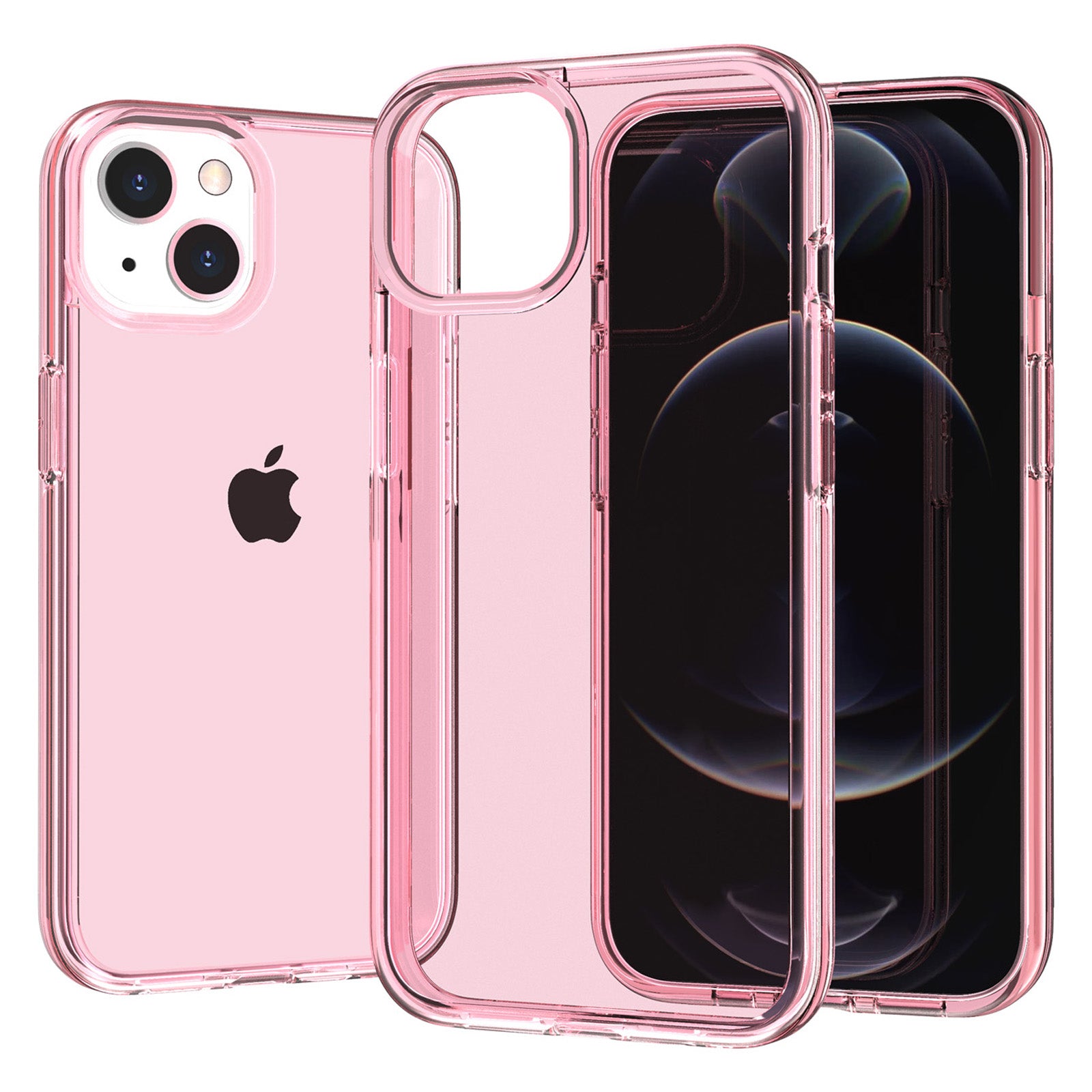 Phone Case for iPhone 15 Plus , Transparent Hard PC + Soft TPU Case Hybrid Cover - Transparent Pink