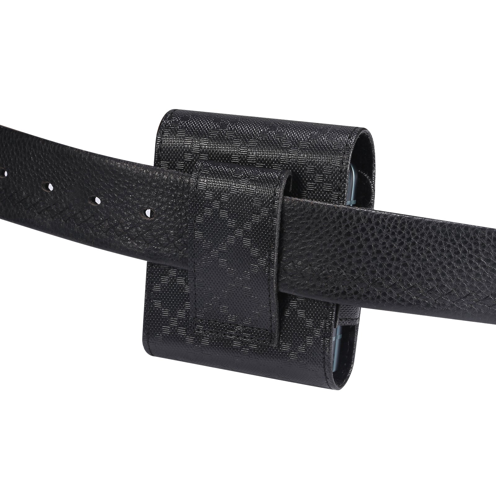 Grid Pattern Microfiber Leather Vertical Flip Cellphone Belt Loop Holster Case Belt Waist Bag for Samsung Galaxy Z Flip / Galaxy Z Flip3 5G / Motorola Razr 5G