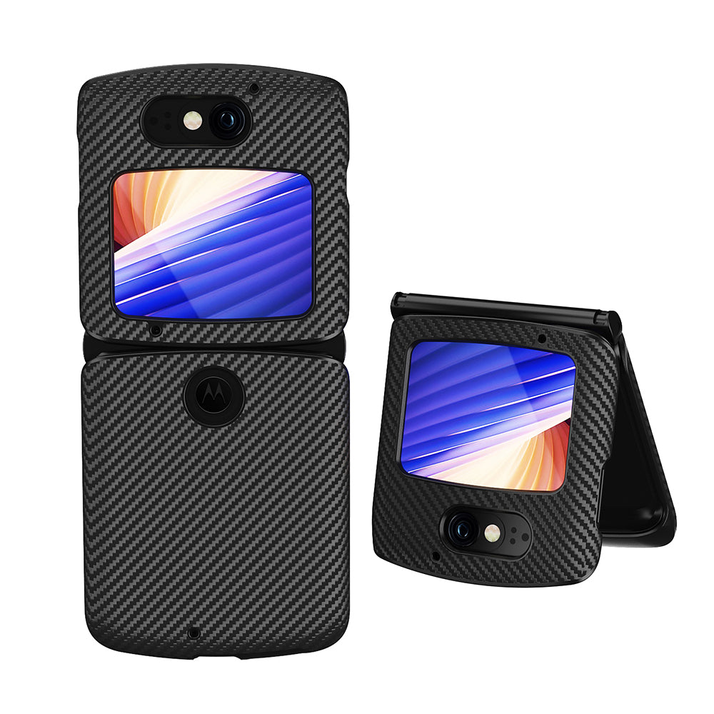 Shockproof PC + PU Leather Phone Protective Cover Shell for Motorola Razr 5G - Black