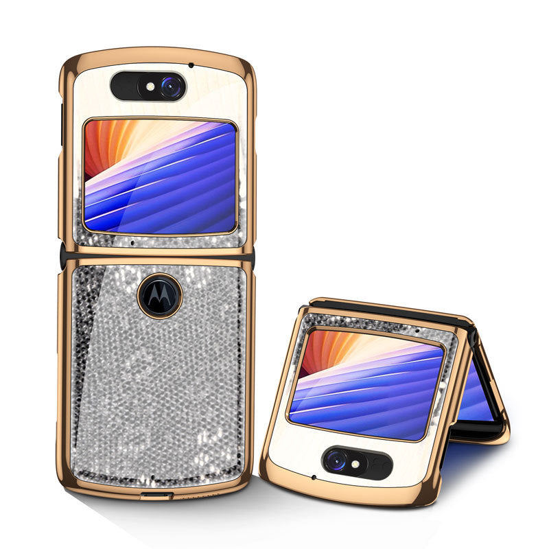 Uniqkart Colored Drawing Tempered Glass Shockproof Phone Cover for Motorola Razr 5G - Sequin