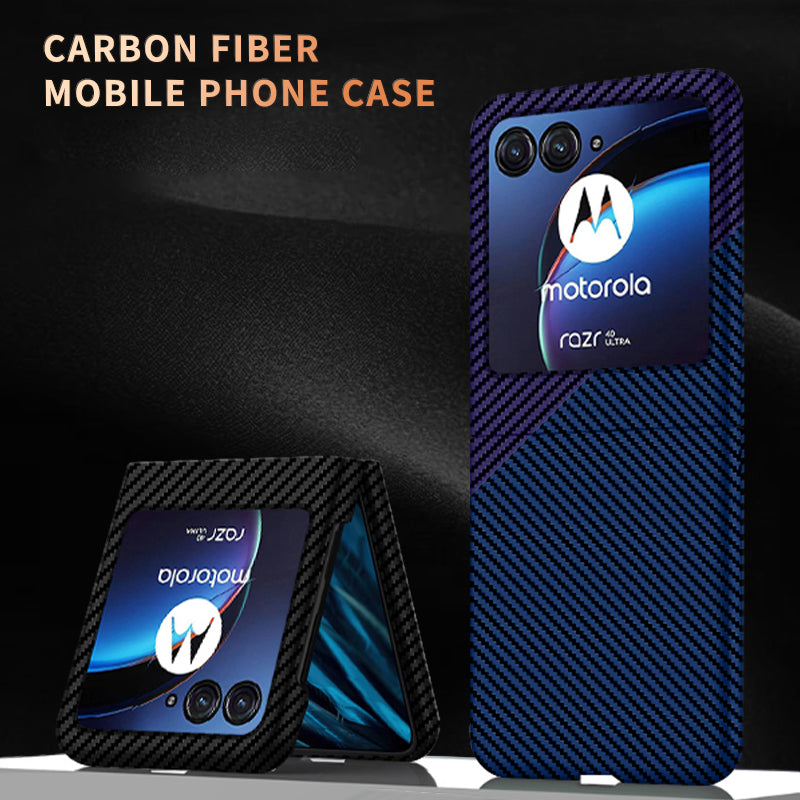 Uniqkart for Motorola Razr 40 Ultra 5G Carbon Fiber Texture Phone Case Anti-drop PC Phone Cover - Purple