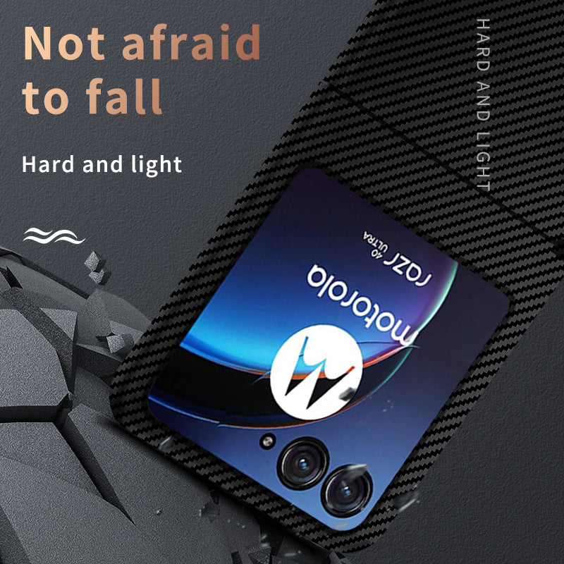 Uniqkart for Motorola Razr 40 Ultra 5G Carbon Fiber Texture Phone Case Anti-drop PC Phone Cover - Purple