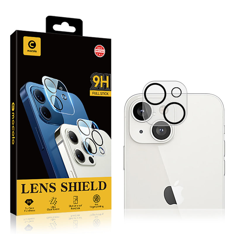 Uniqkart For iPhone 15 Plus Silk Printing Camera Lens Film Tempered Glass Lens Protector with Night Circle