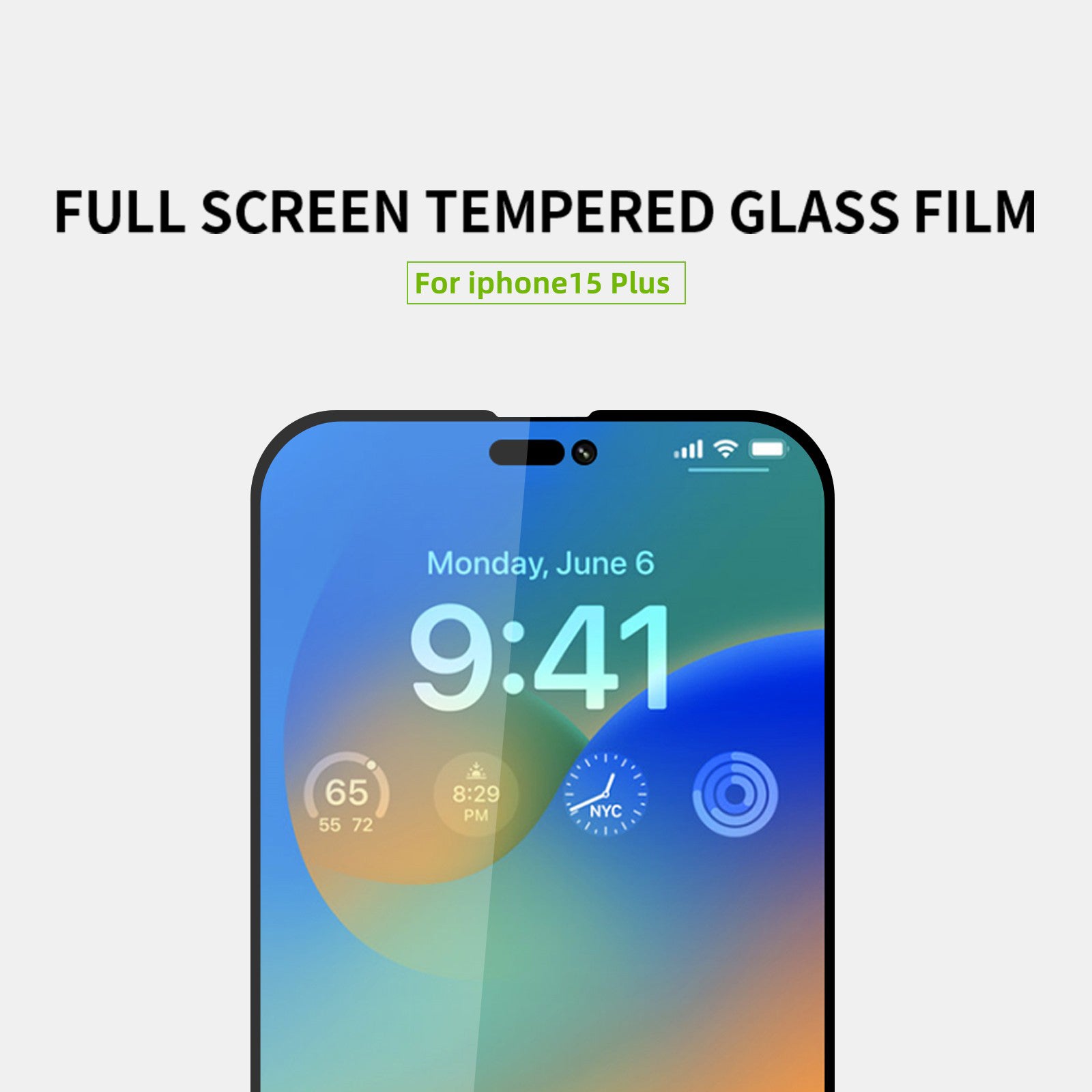Uniqkart Tempered Glass Film Series-1 Anti-Scratch Screen Protector for iPhone 15 Plus Full Glue High Aluminum-silicon Glass Film
