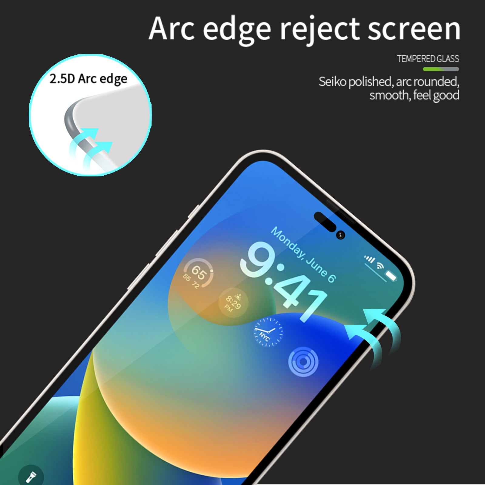 Uniqkart Tempered Glass Film Series-1 Anti-Scratch Screen Protector for iPhone 15 Plus Full Glue High Aluminum-silicon Glass Film