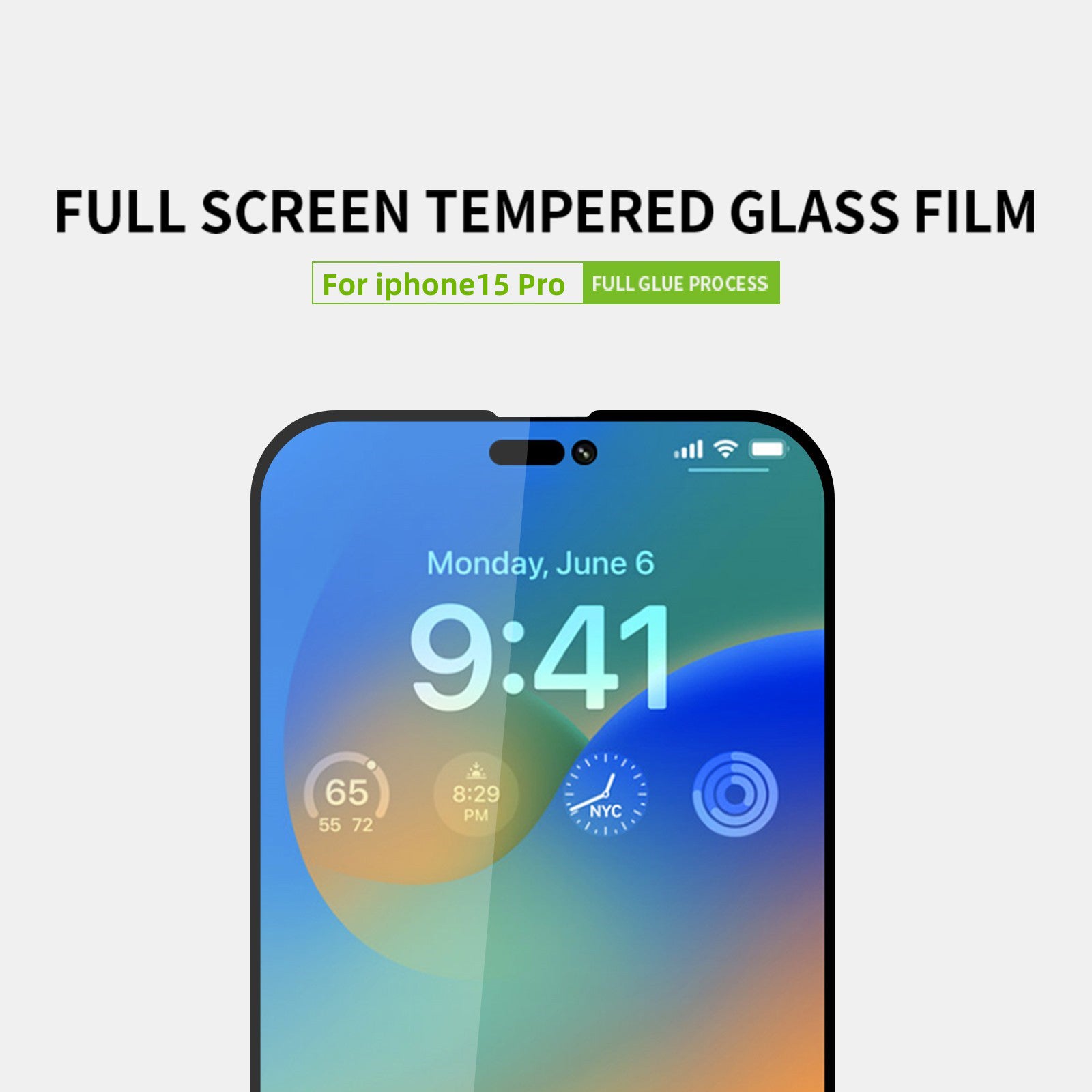 Uniqkart For iPhone 15 Pro JK Tempered Glass Film Series-2 HD Clear High Aluminum-silicon Glass Full Screen Protector