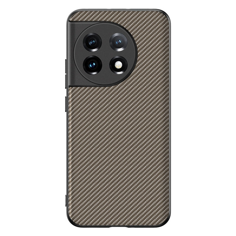 For OnePlus 11 5G Anti-slip Carbon Fiber Texture Phone Case Ultra Slim Shockproof Protective Cover - Carbon Gold