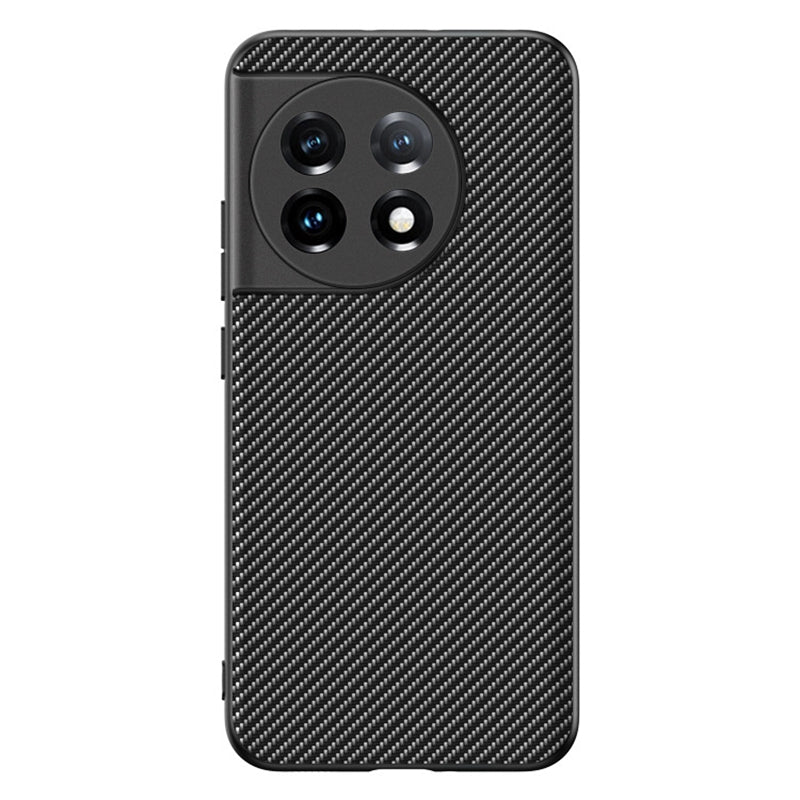 For OnePlus 11 5G Anti-slip Carbon Fiber Texture Phone Case Ultra Slim Shockproof Protective Cover - Black