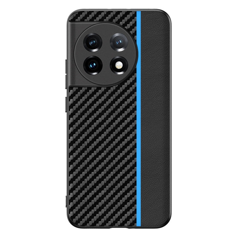 For OnePlus 11 5G Anti-slip Carbon Fiber Texture Phone Case Ultra Slim Shockproof Protective Cover - Black  /  Blue