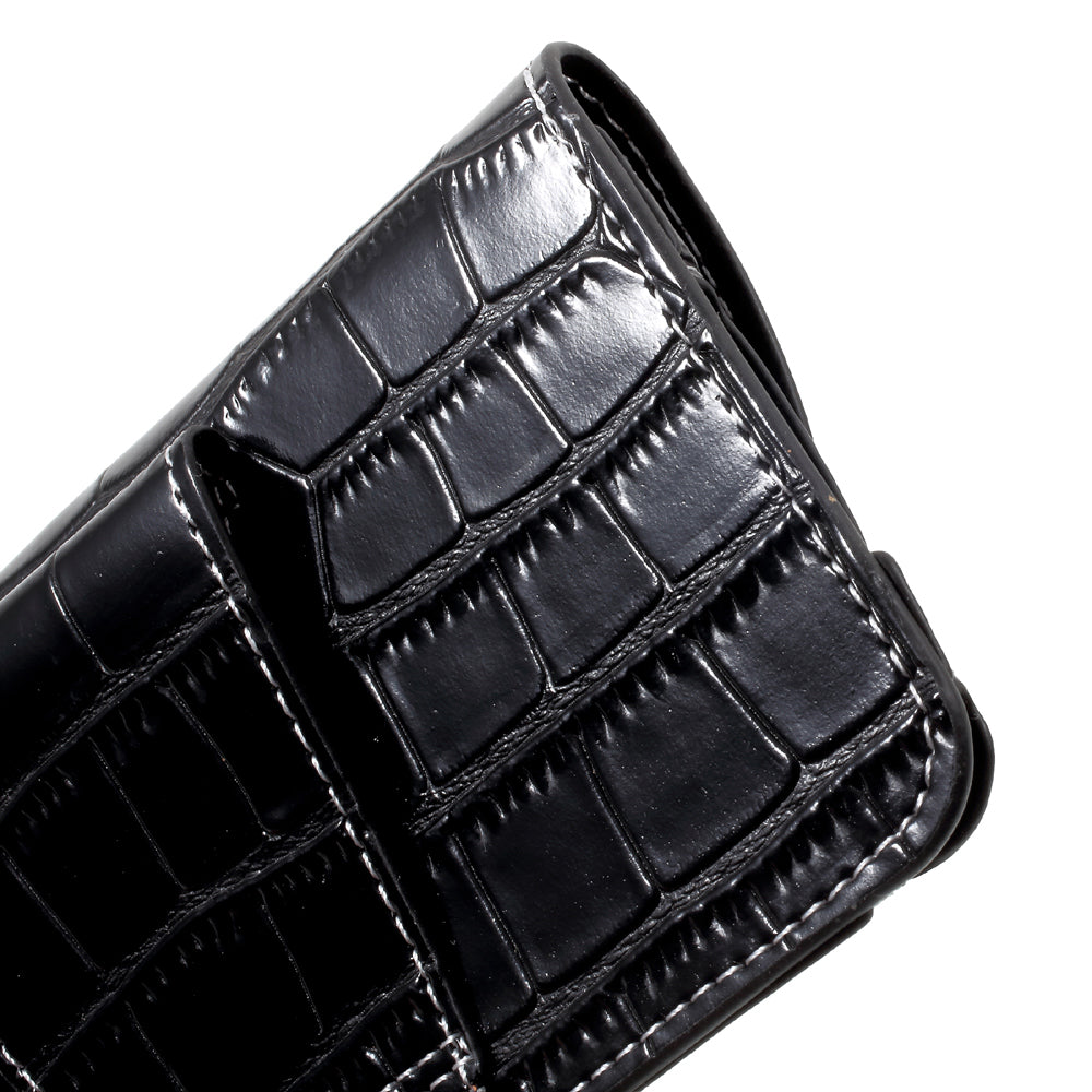 Crocodile Texture Universal Belt Clip PU Leather Holster Pouch for Samsung Galaxy S7 / iPhone 7 - Black